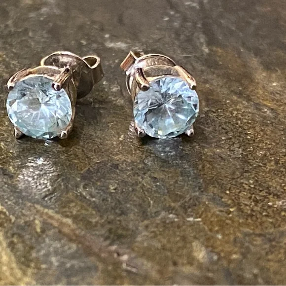 Crislu Blue Topaz Studs - Picture 4 of 5